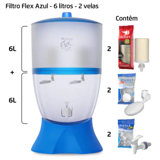Filtro Flex - 6 litros - 2 velas - Azul
